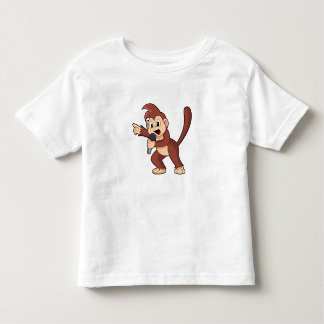 Monkey as Singer with Microphone.PNG Toddler T-Shirt (Front)