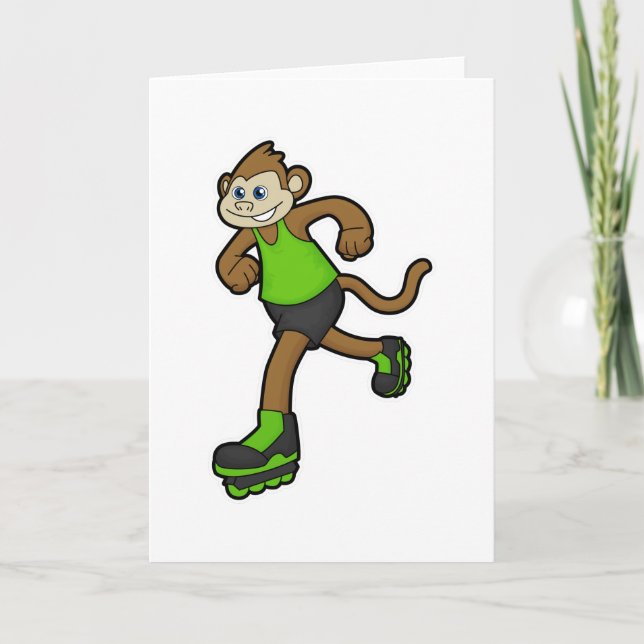 Monkey as Skater with Inline skates Card (Front)