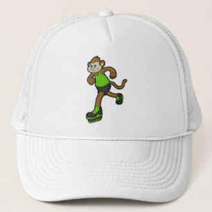 Monkey as Skater with Inline skates Trucker Hat