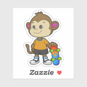Monkey as Skater with Skateboard