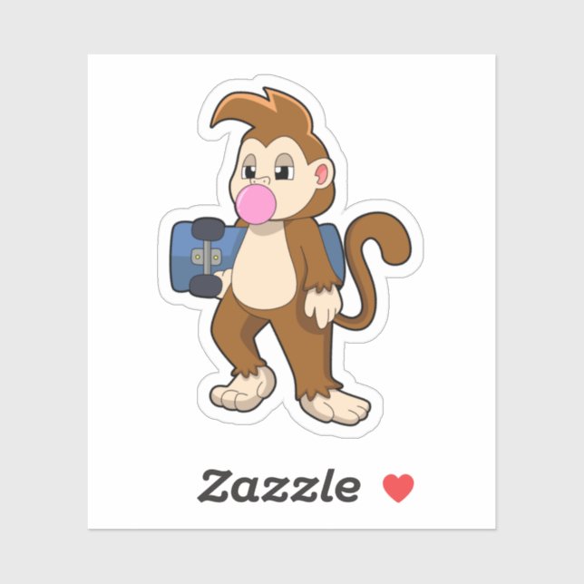 Monkey as Skater with Skateboard (Sheet)