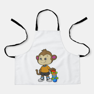 Monkey as Skater with Skateboard Apron