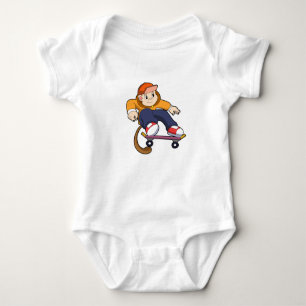 Monkey as Skater with Skateboard Baby Bodysuit