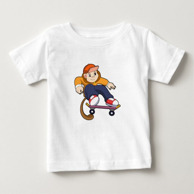 Monkey as Skater with Skateboard Baby T-Shirt (Front)