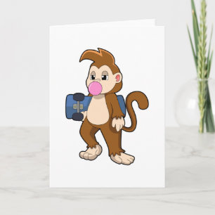 Monkey as Skater with Skateboard Card