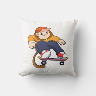 Monkey as Skater with Skateboard Cushion