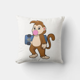 Monkey as Skater with Skateboard Cushion