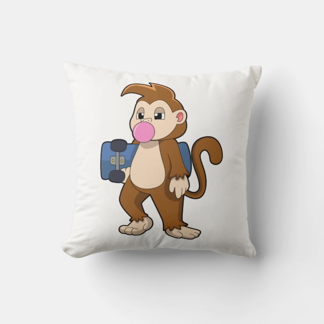 Monkey as Skater with Skateboard Cushion (Front)