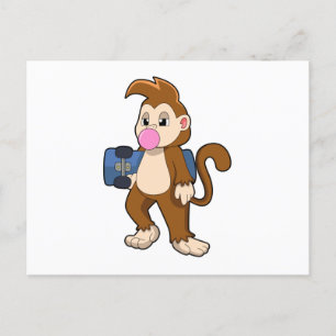 Monkey as Skater with Skateboard Postcard