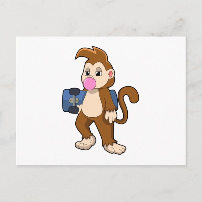 Monkey as Skater with Skateboard Postcard (Front)