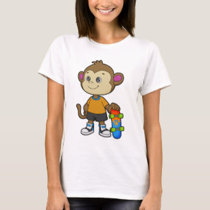 Monkey as Skater with Skateboard T-Shirt