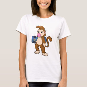 Monkey as Skater with Skateboard T-Shirt