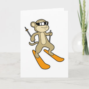 Monkey as Skier with Ski Card