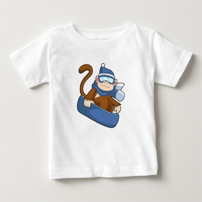 Monkey as Snowboarder with Sonowboard.PNG Baby T-Shirt (Front)