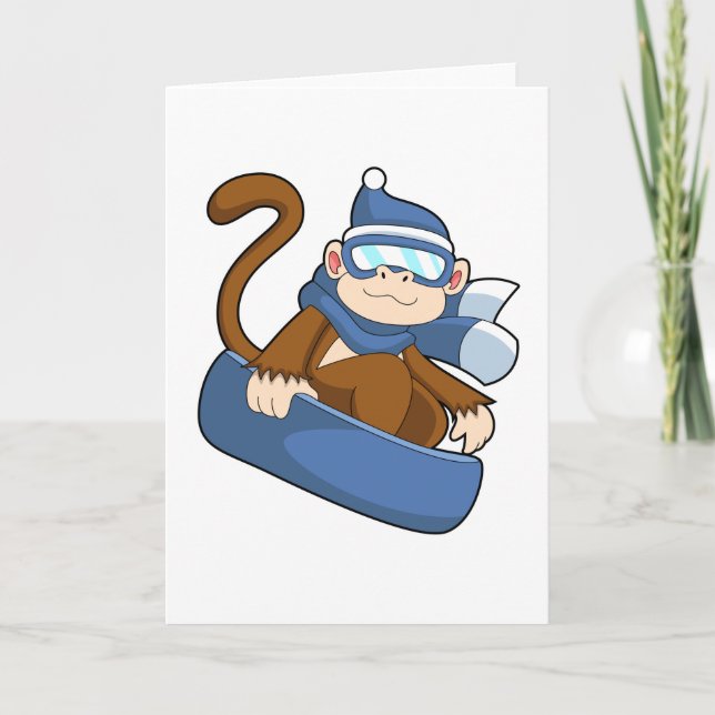 Monkey as Snowboarder with Sonowboard.PNG Card (Front)