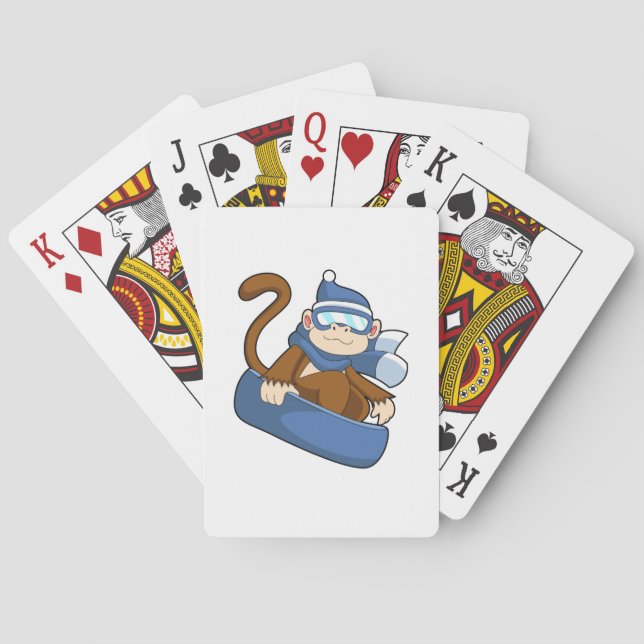 Monkey as Snowboarder with Sonowboard.PNG Playing Cards (Back)