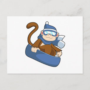 Monkey as Snowboarder with Sonowboard.PNG Postcard