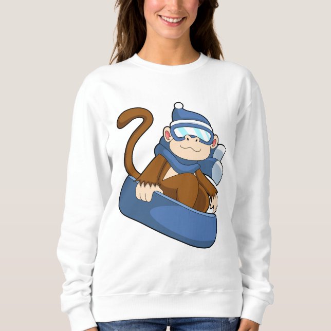 Monkey as Snowboarder with Sonowboard.PNG Sweatshirt (Front)