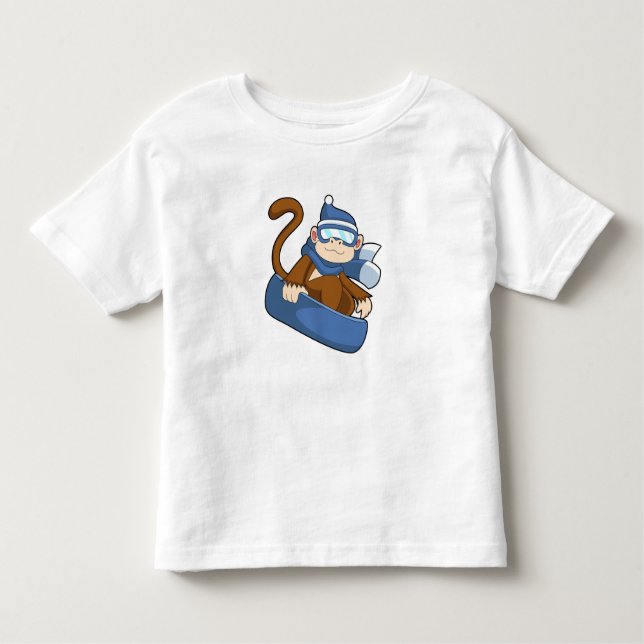 Monkey as Snowboarder with Sonowboard.PNG Toddler T-Shirt (Front)