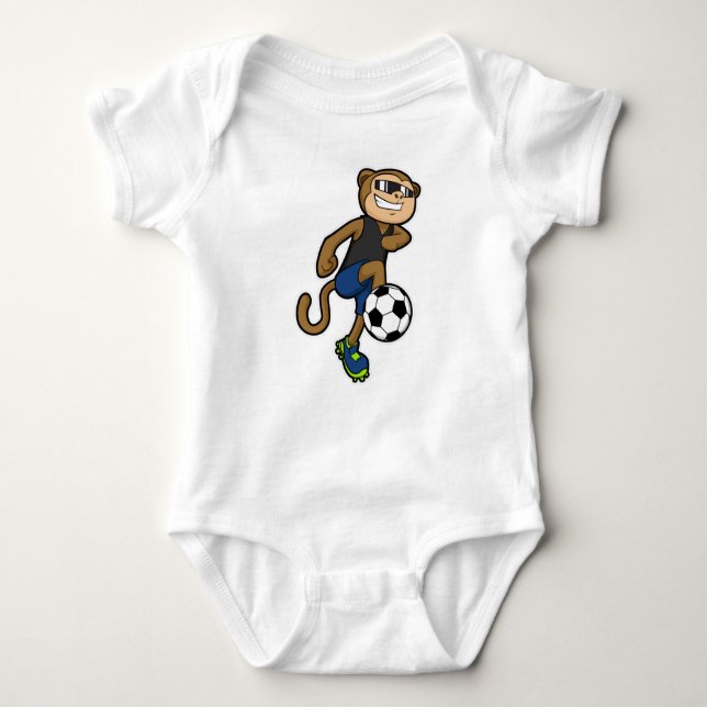 Monkey as Soccer player at Soccer Baby Bodysuit (Front)