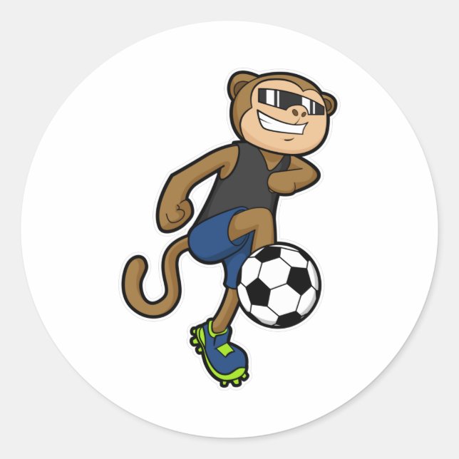 Monkey as Soccer player at Soccer Classic Round Sticker (Front)