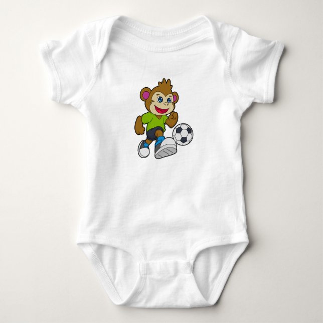 Monkey as Soccer player with Soccer Baby Bodysuit (Front)