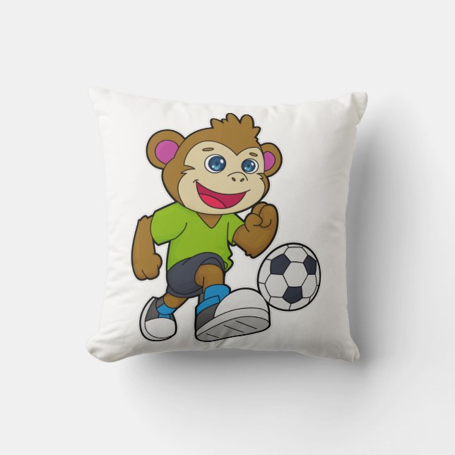 Monkey as Soccer player with Soccer Cushion (Front)