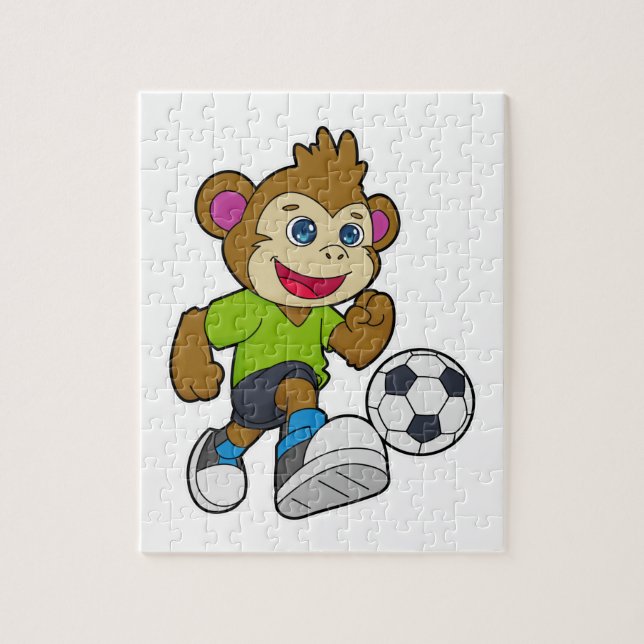 Monkey as Soccer player with Soccer Jigsaw Puzzle (Vertical)