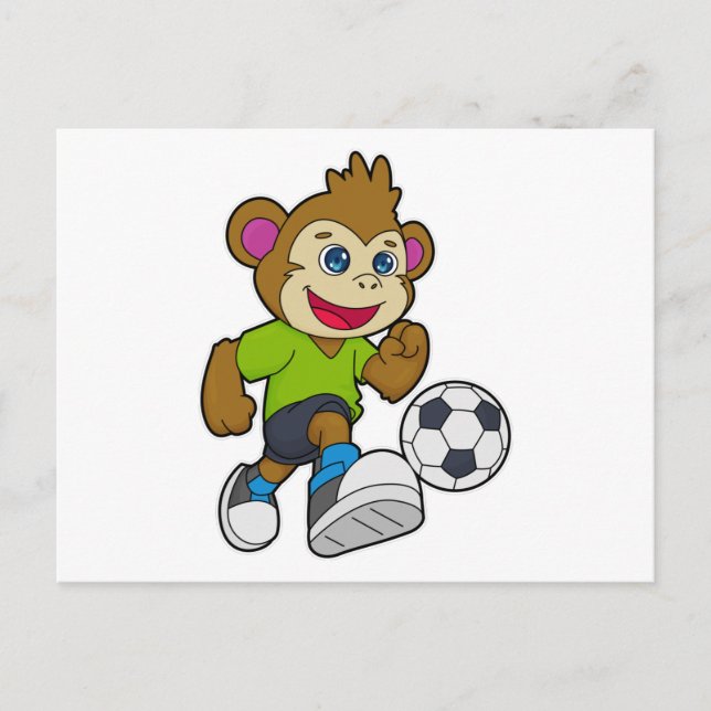 Monkey as Soccer player with Soccer Postcard (Front)