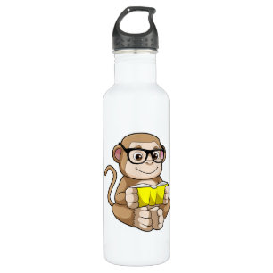 Monkey as Student with Glasses & Book 710 Ml Water Bottle