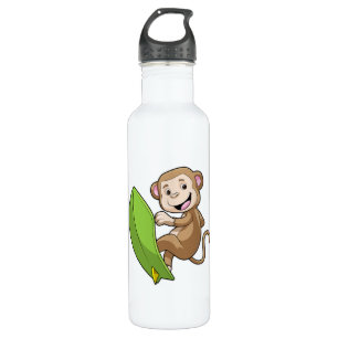 Monkey as Surfer with Surfboard 710 Ml Water Bottle