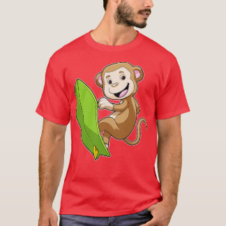 Monkey as Surfer with Surfboard T-Shirt