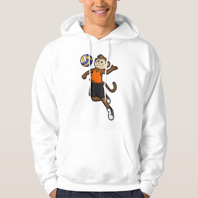Monkey as Volleyball player with Volleyball Hoodie (Front)