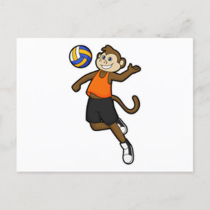 Monkey as Volleyball player with Volleyball Postcard