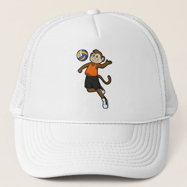 Monkey as Volleyball player with Volleyball Trucker Hat (Front)