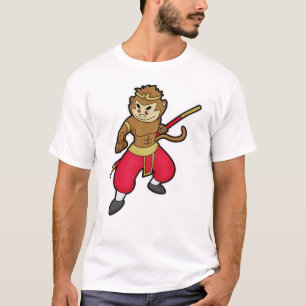 Monkey as Warrior with Staff & Headband T-Shirt