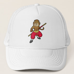 Monkey as Warrior with Staff & Headband Trucker Hat