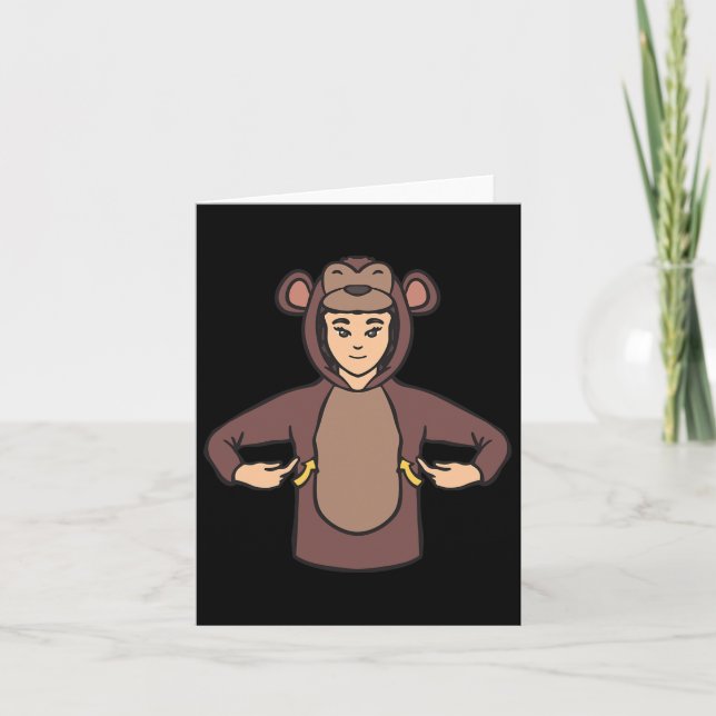 Monkey Asl Hand Gesture Deaf Hearing Loss Awarenes Card (Front)