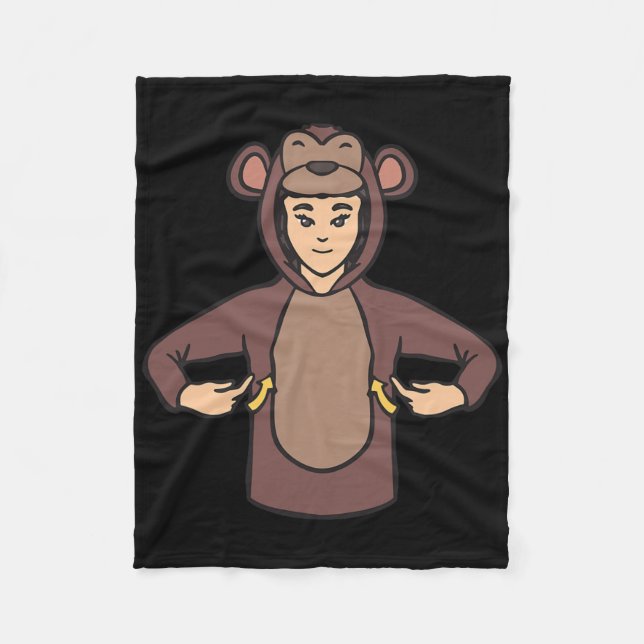 Monkey Asl Hand Gesture Deaf Hearing Loss Awarenes Fleece Blanket (Front)