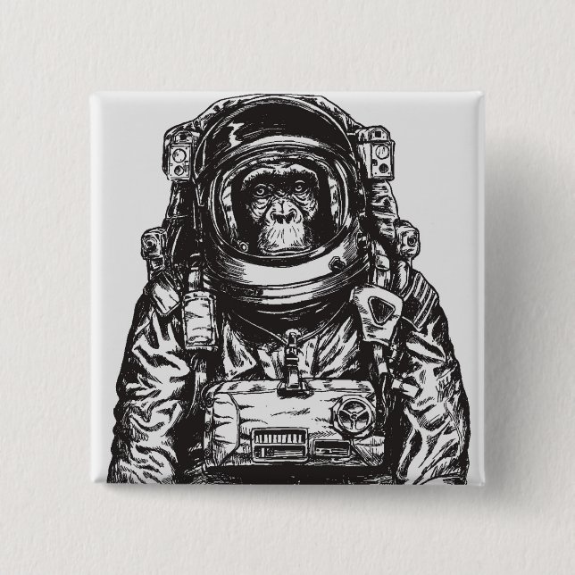 Monkey Astronaut 15 Cm Square Badge (Front)