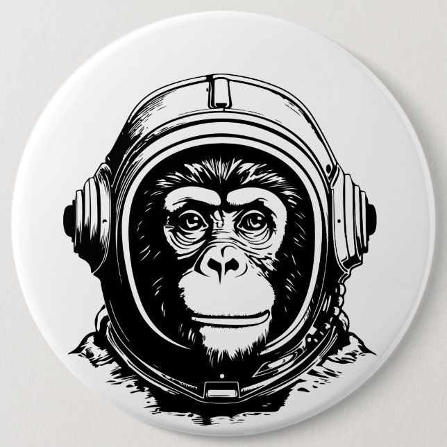 Monkey Astronaut 6 Cm Round Badge (Front)