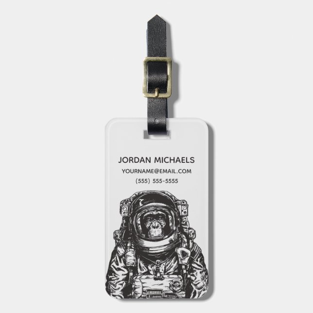 Monkey Astronaut | Add Your Name Luggage Tag (Front Vertical)