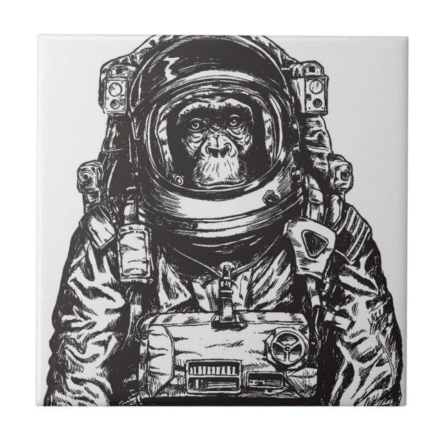 Monkey Astronaut Ceramic Tile (Front)