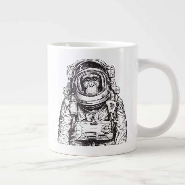 Monkey Astronaut Large Coffee Mug (Right)