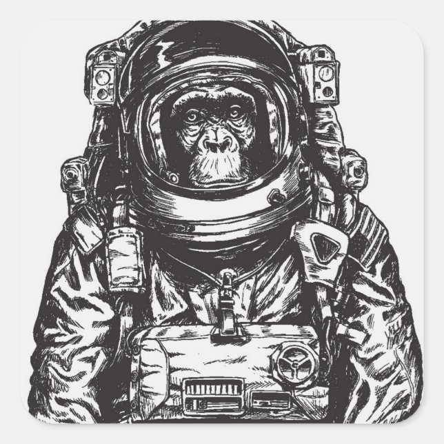 Monkey Astronaut Square Sticker (Front)