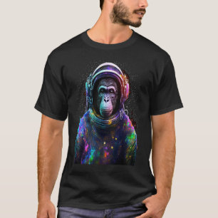 Monkey Astronaut With Space Suit Helmet and Headph T-Shirt