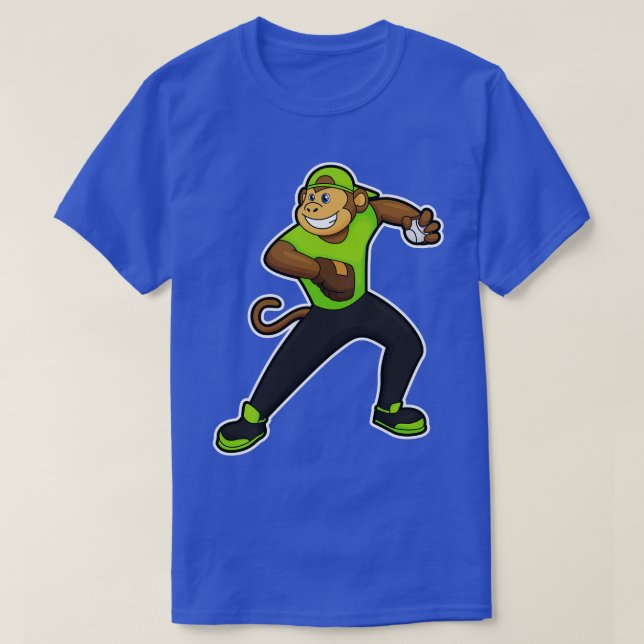 Monkey at Baseball with Baseball bat 2 T-Shirt (Design Front)