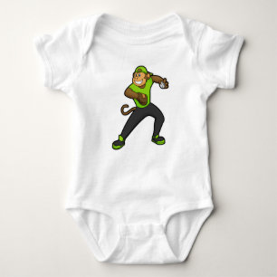 Monkey at Baseball with Baseball bat Baby Bodysuit