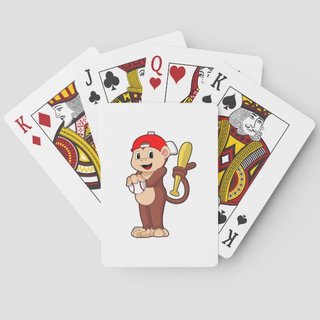 Monkey at Baseball with Baseball bat Playing Cards (Back)