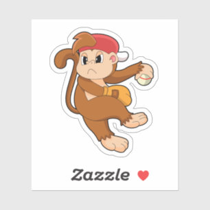 Monkey at Baseball with Baseball glove